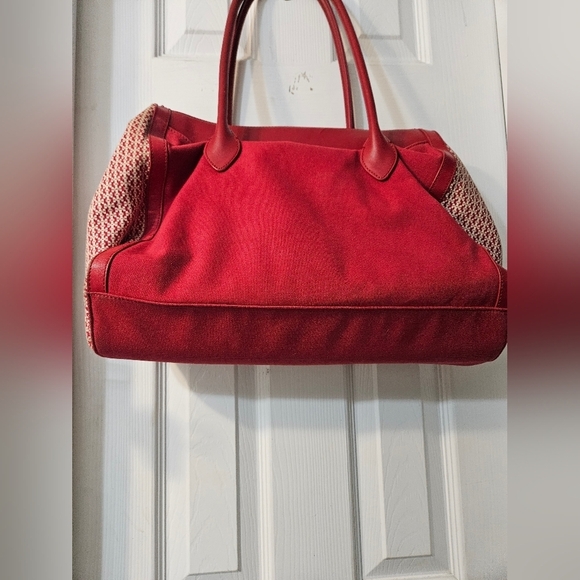 Tory Burch Red Savannah Print Women's Canvas Tote - Picture 9 of 15